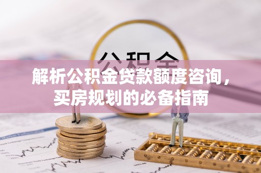 大溪解析公积金贷款额度咨询，买房规划的必备指南