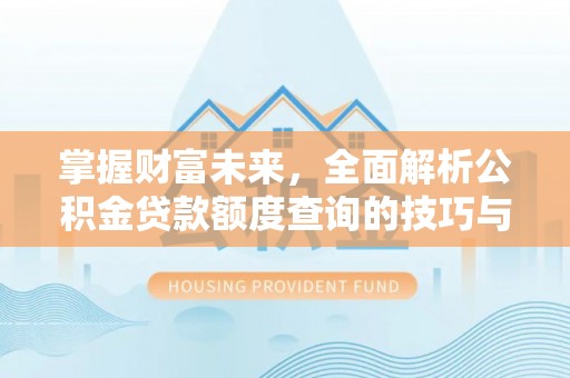 大溪掌握财富未来，全面解析公积金贷款额度查询的技巧与策略