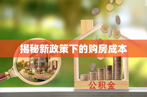 大溪揭秘新政策下的购房成本