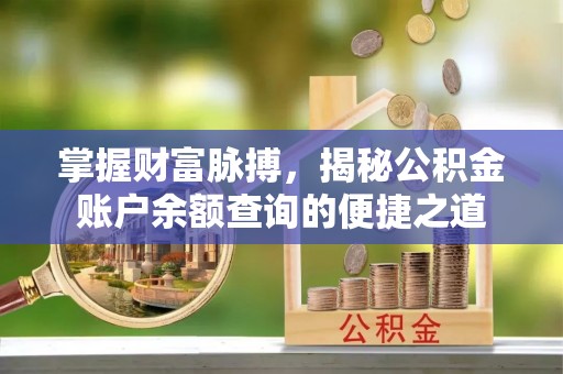 大溪掌握财富脉搏，揭秘公积金账户余额查询的便捷之道
