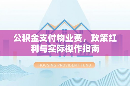 大溪公积金支付物业费，政策红利与实际操作指南