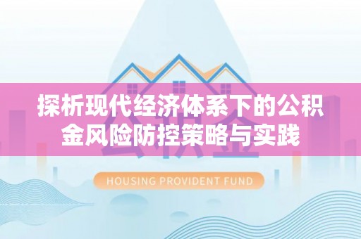 大溪探析现代经济体系下的公积金风险防控策略与实践